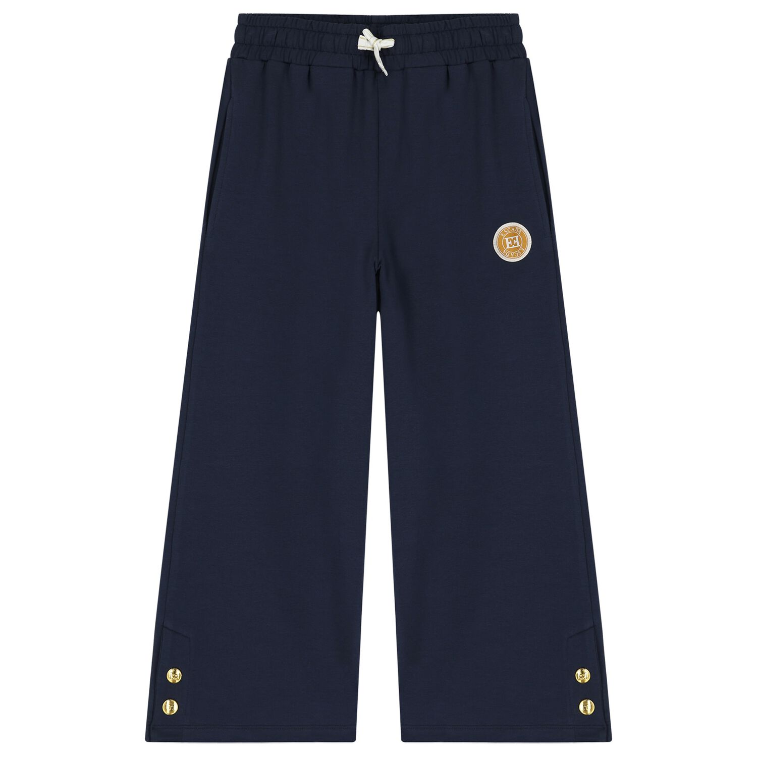 Girls Navy Blue Logo Trousers , 1, hi-res