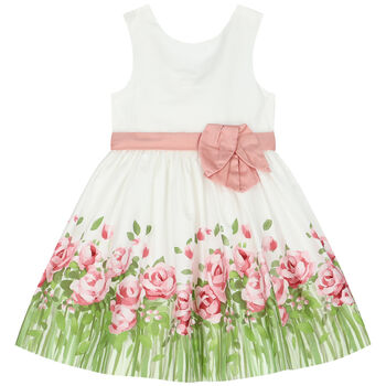 Girls White & Pink Floral Dress
