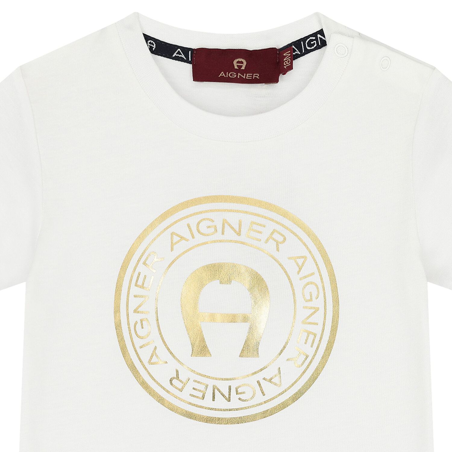 Younger Boys White & Gold Logo T-Shirt, 1, hi-res image number null