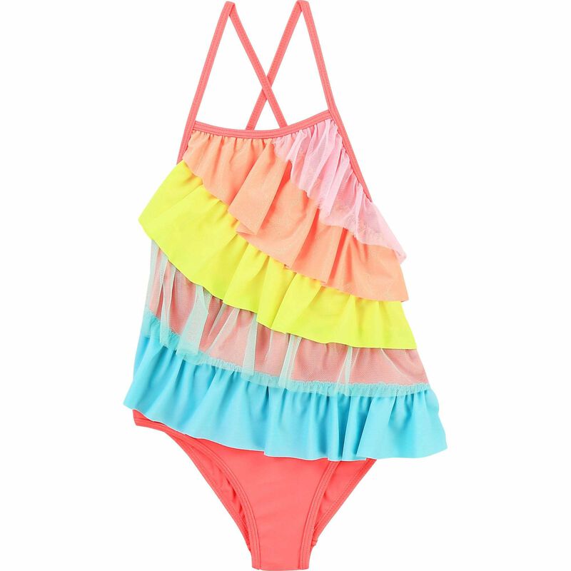 Girls Multicolored Frilled Swimsuit, 1, hi-res image number null