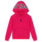 Girls Pink Logo Hooded Top, 1, hi-res