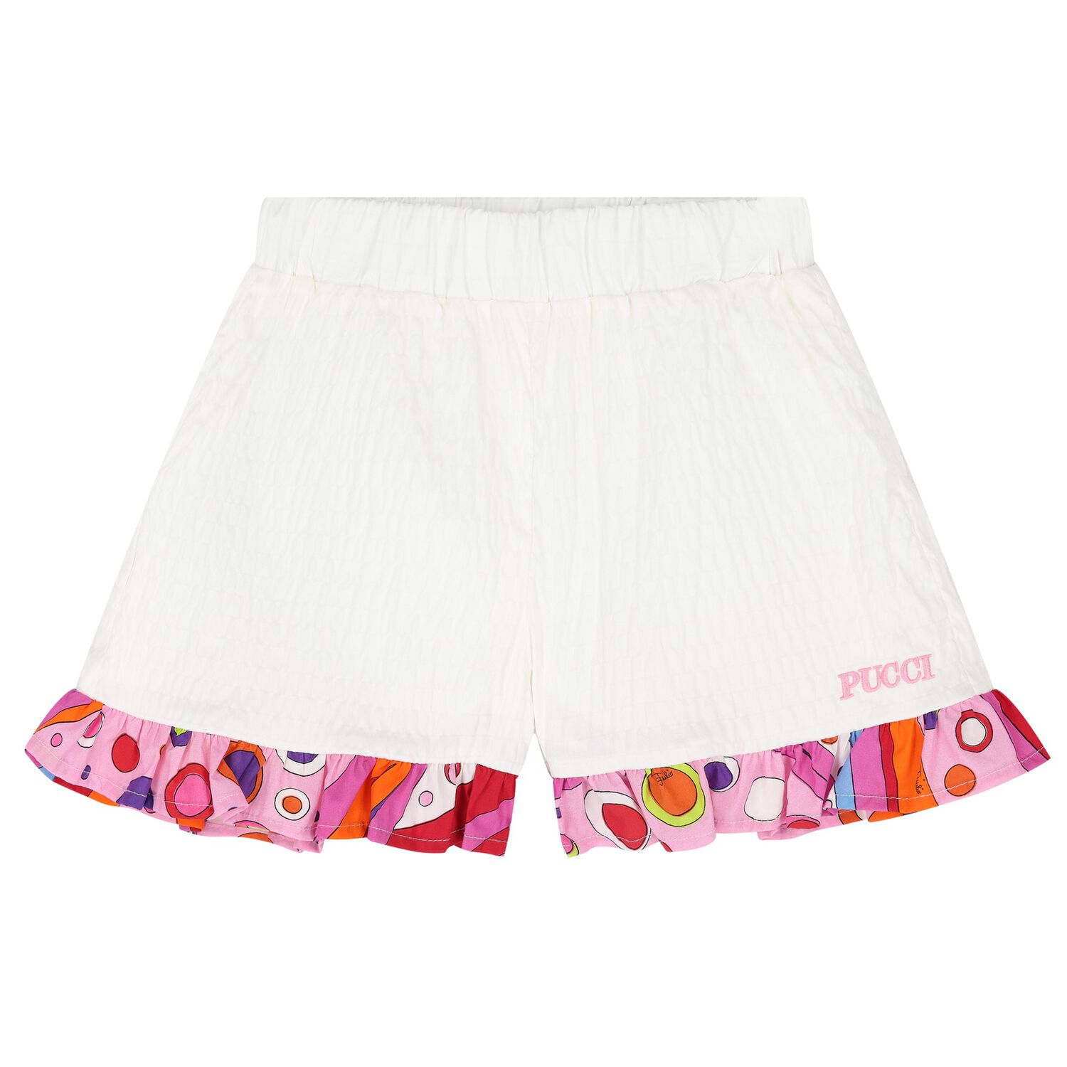Girls White Fontane Print Shorts, 1, hi-res