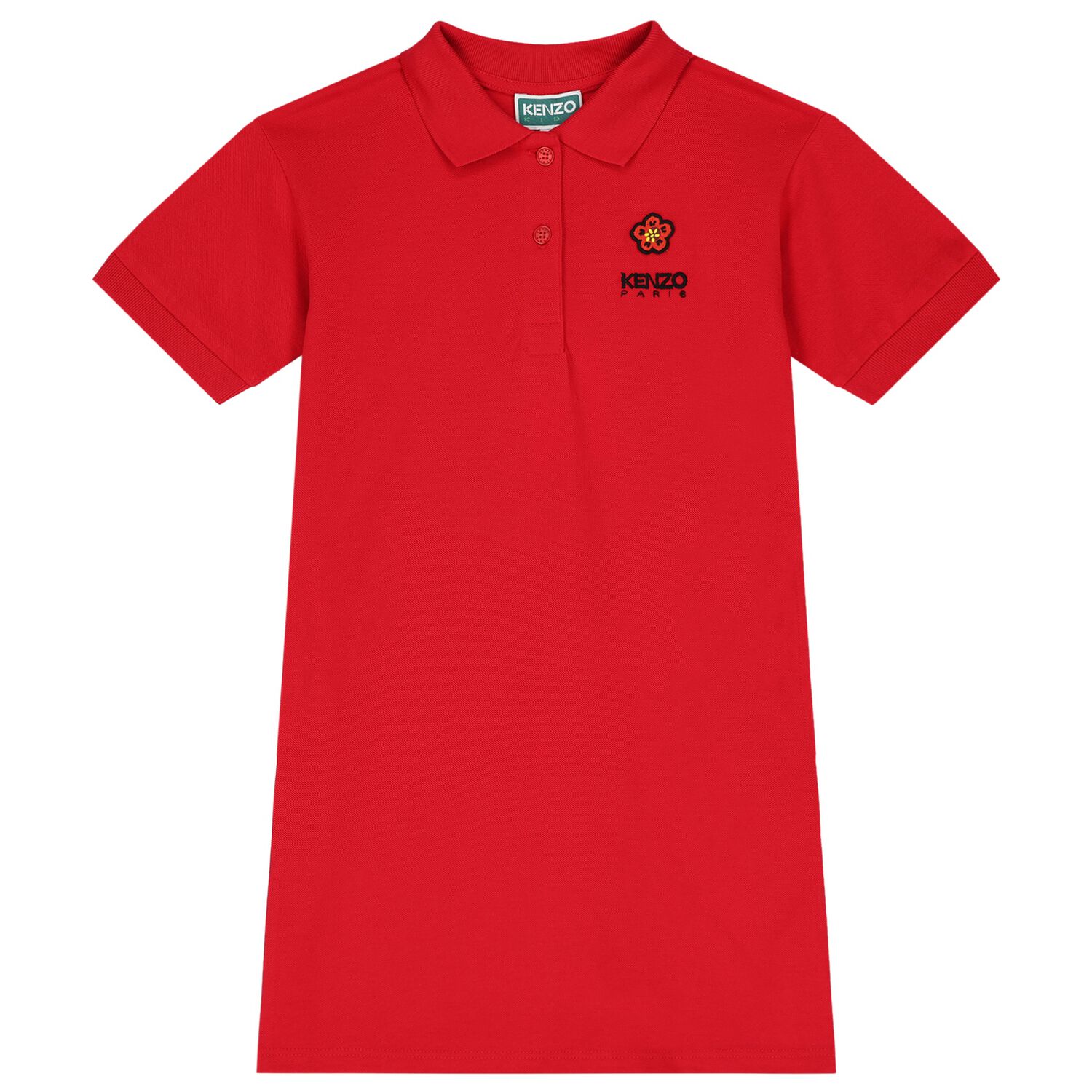 فستان بنات بولو بالشعار باللون الأحمر, 2, hi-res
