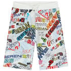 Boys White Logo Shorts, 1, hi-res