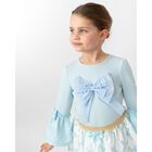Girls Blue Logo Bow Skirt Set, 2, hi-res