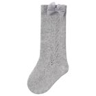 Younger Grey Knitted Bow Socks, 2, hi-res