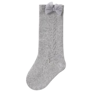 Younger Grey Knitted Bow Socks