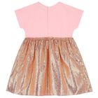 Younger Girls Pink & Gold Logo Dress, 2, hi-res