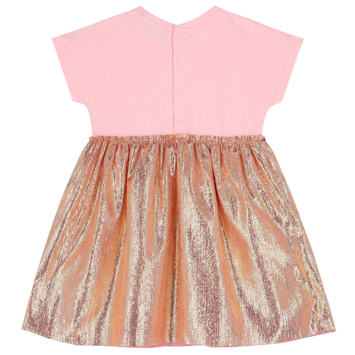 Younger Girls Pink & Gold Logo Dress, 2, hi-res