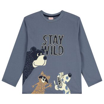 Boys Blue Bear Long Sleeeve Top