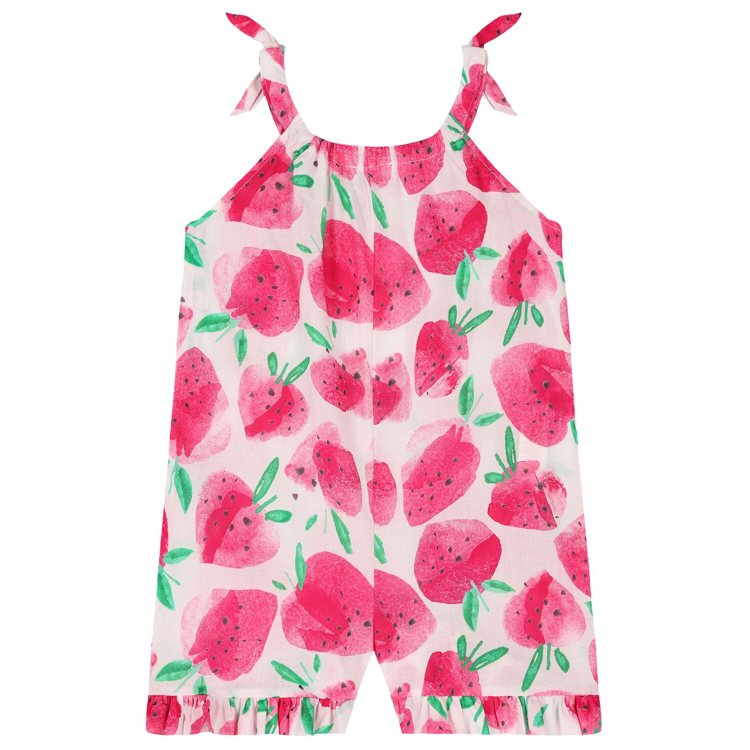 Girls Ivory & Red Strawberry Playsuit, 1, hi-res image number null