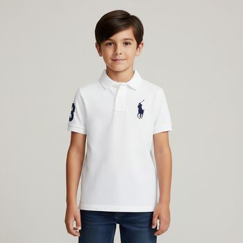 Boys White Logo Polo Shirt