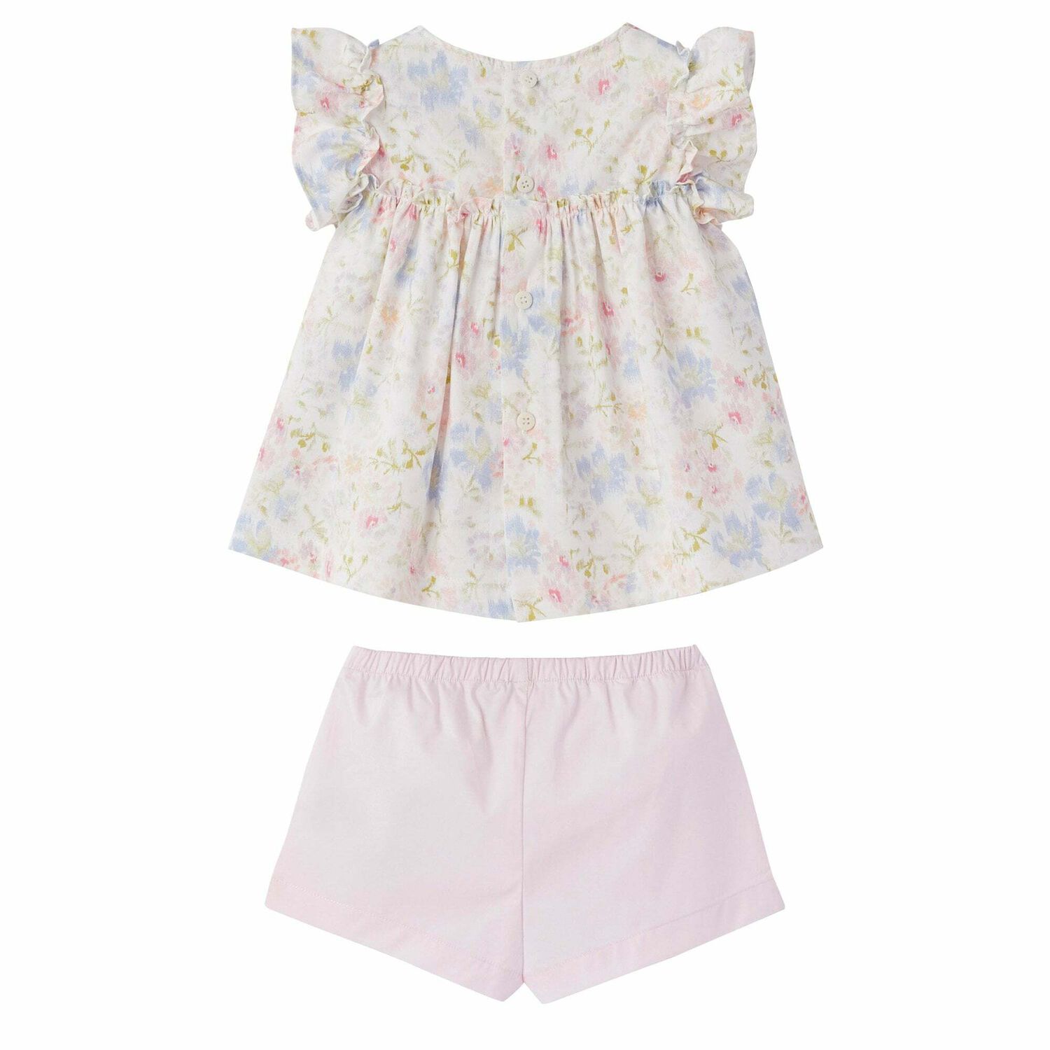 Baby Girls Pink Shorts & Floral Top Set, 1, hi-res