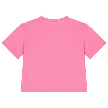 Girls Pink Embellished Logo T-Shirt