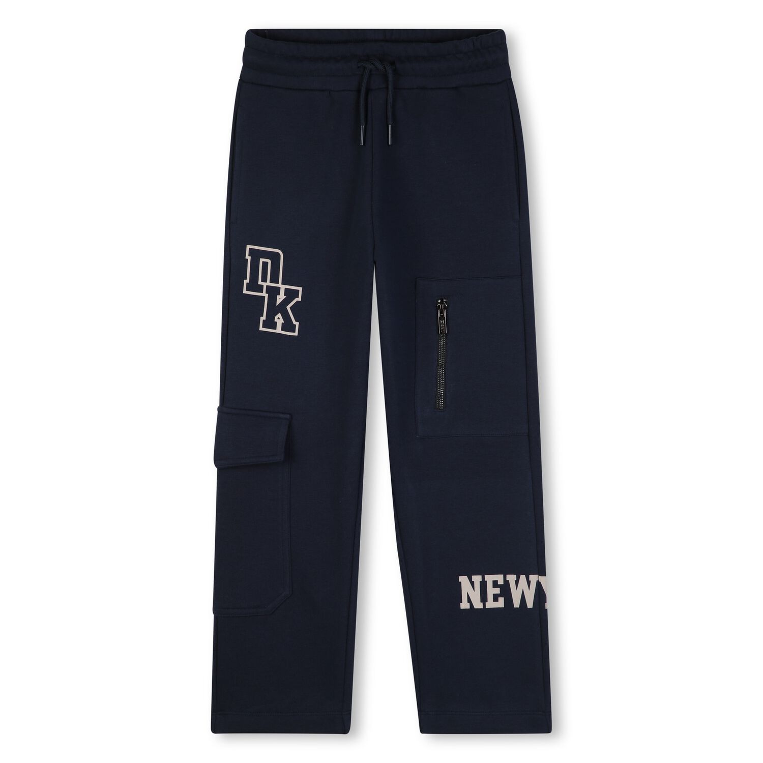 Boys Navy Blue Logo Cargo Trousers, 2, hi-res