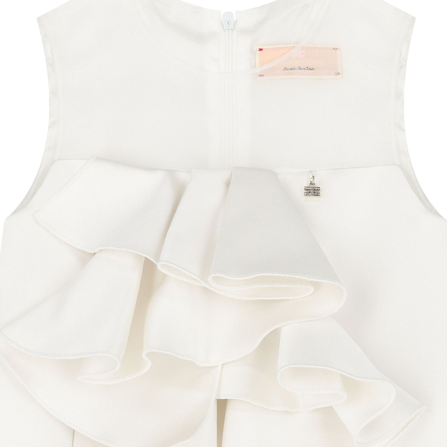 فستان بنات ساتان بكشكشة باللون العاجي , 1, hi-res image number null