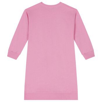 Girls Pink Teddy Bear Logo Dress