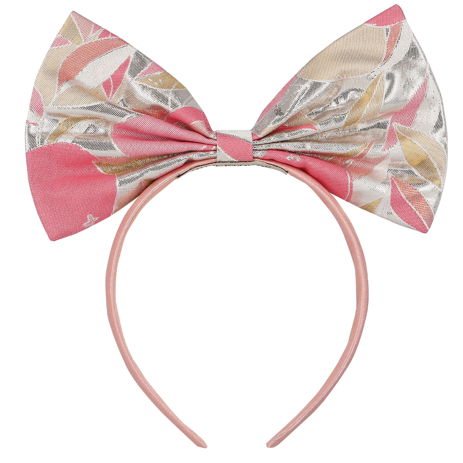 Girls Pink & Silver Bow Headband, 1, hi-res