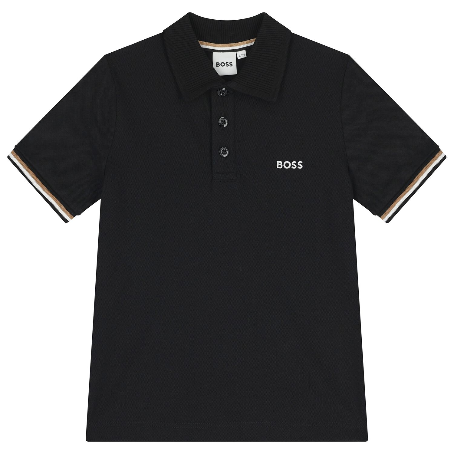 Boys Mini-Me Black Logo Polo Shirt, 2, hi-res