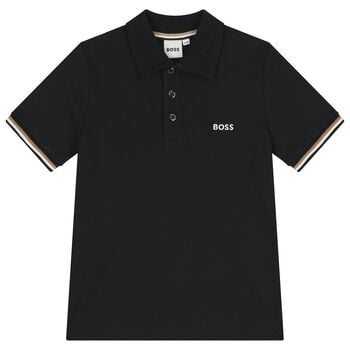 Boys Mini-Me Black Logo Polo Shirt