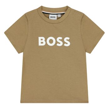 Younger Boys Mini Me Beige Logo T-Shirt