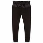 Girls Black Logo Trousers, 1, hi-res