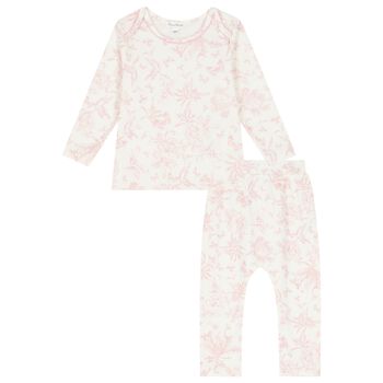 Baby Girls Ivory & Pink Toile Du Jouy Pyjamas