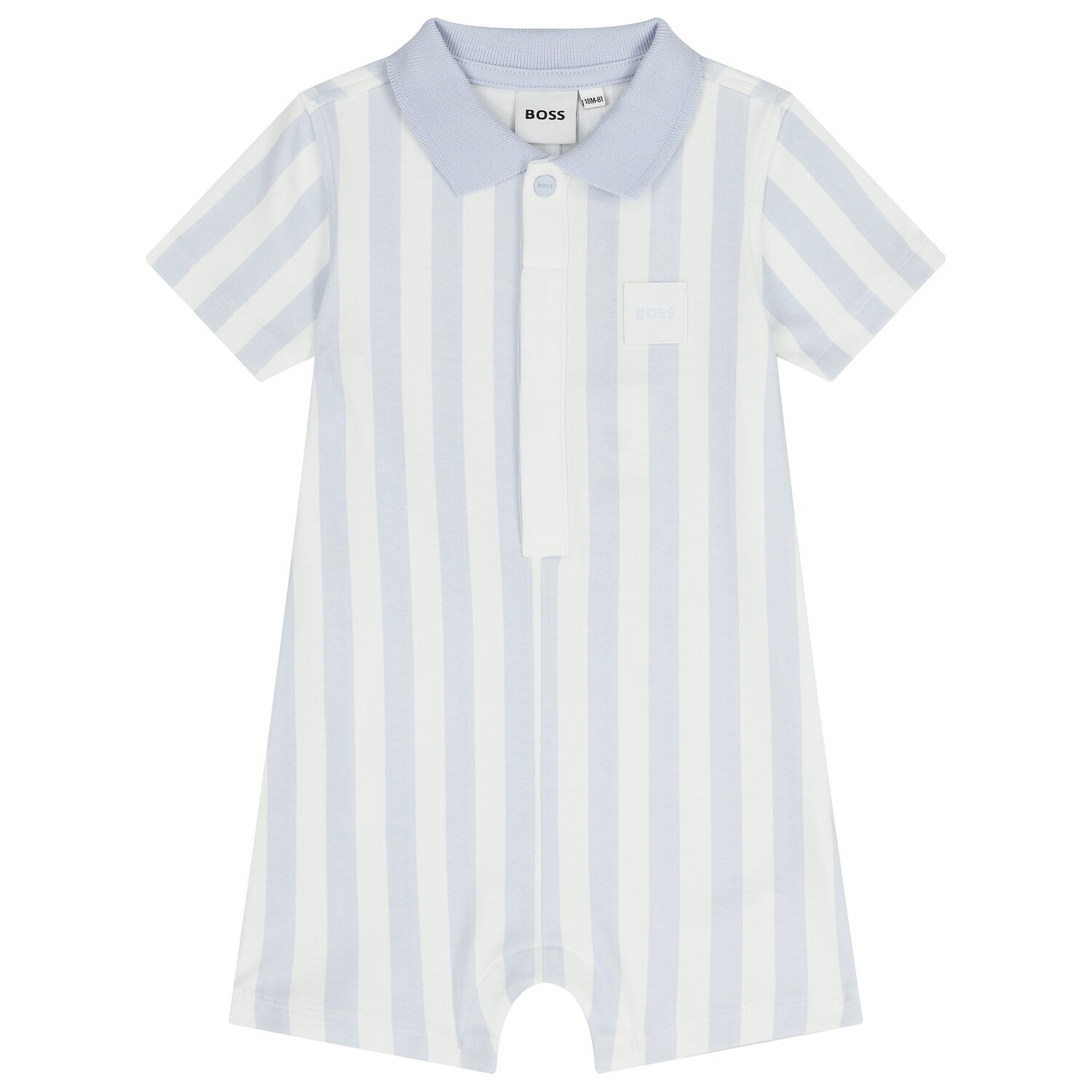 Baby Boys Blue & White Striped Logo Romper, 2, hi-res