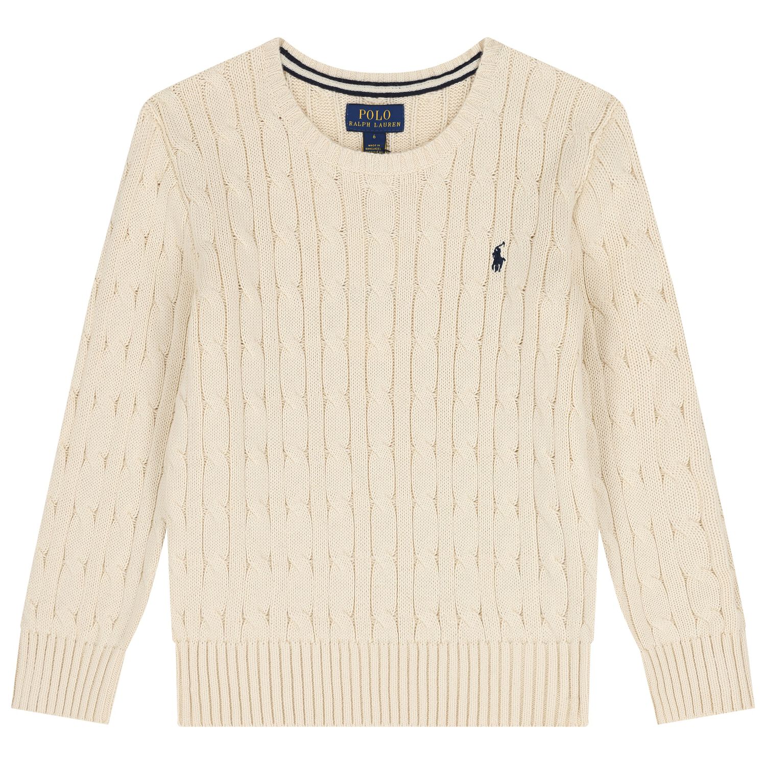Ivory Logo Cable Knit Jumper, 1, hi-res