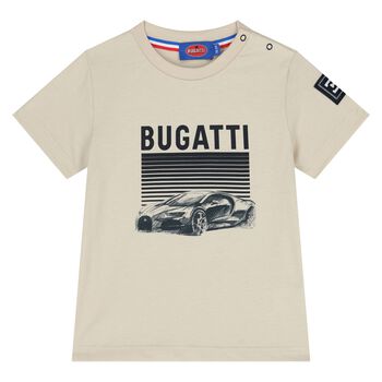 تي شيرت أولاد بالشعار باللون البيج