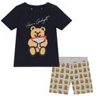 Boys Navy & Grey Logo Pyjamas, 1, hi-res