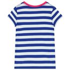 Girls White & Blue Striped Polo Bear T-Shirt, 1, hi-res