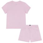 Girls Purple Logo Shorts Set, 1, hi-res