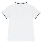 Boys White Cotton Logo Polo Shirt, 1, hi-res