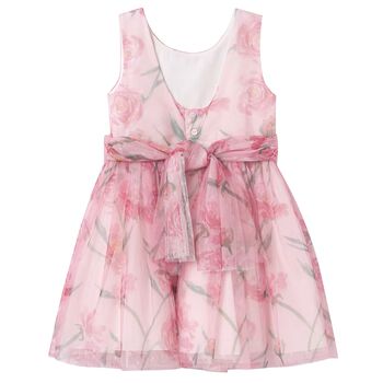 Girls Pink Floral Tulle Dress
