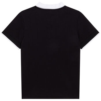 Boys Black & White Logo Polo Shirt