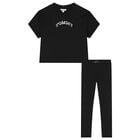 Girls Black Logo Leggings Set, 1, hi-res