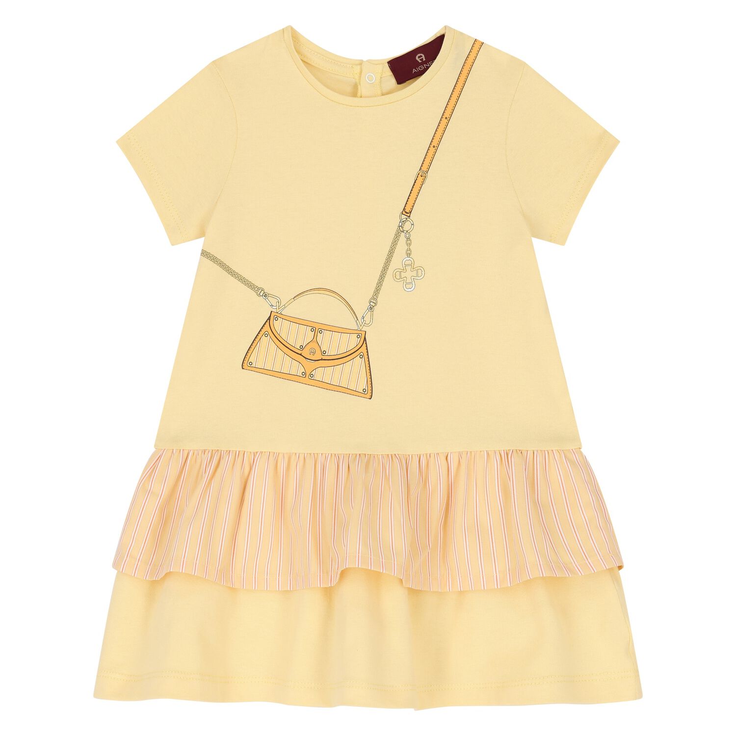 Younger Girls Yellow Bag Logo Dress, 1, hi-res