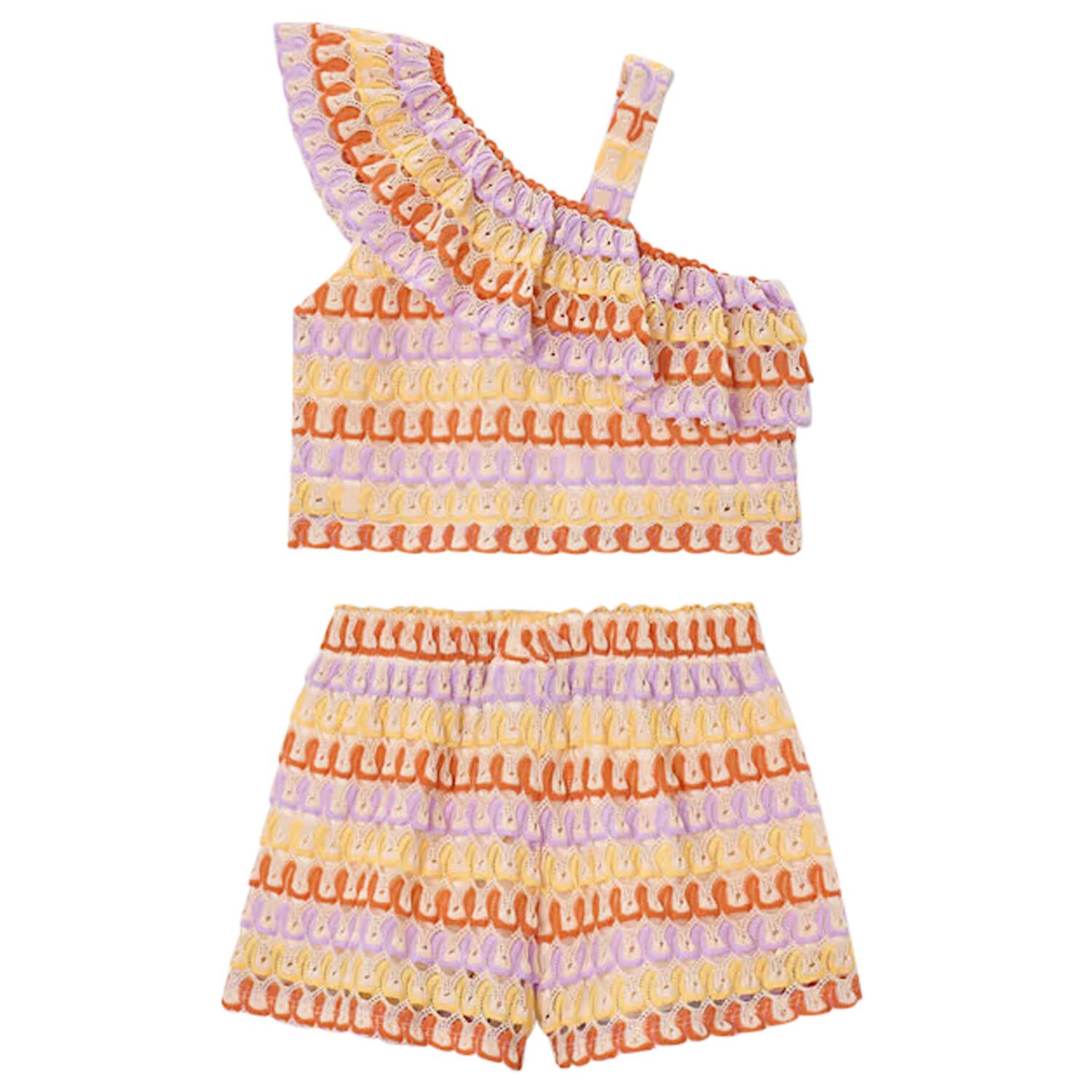 Girls Multi-Coloured Knitted Shorts Set, 1, hi-res