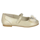 Girls Gold Bow Ballerina Shoes, 1, hi-res