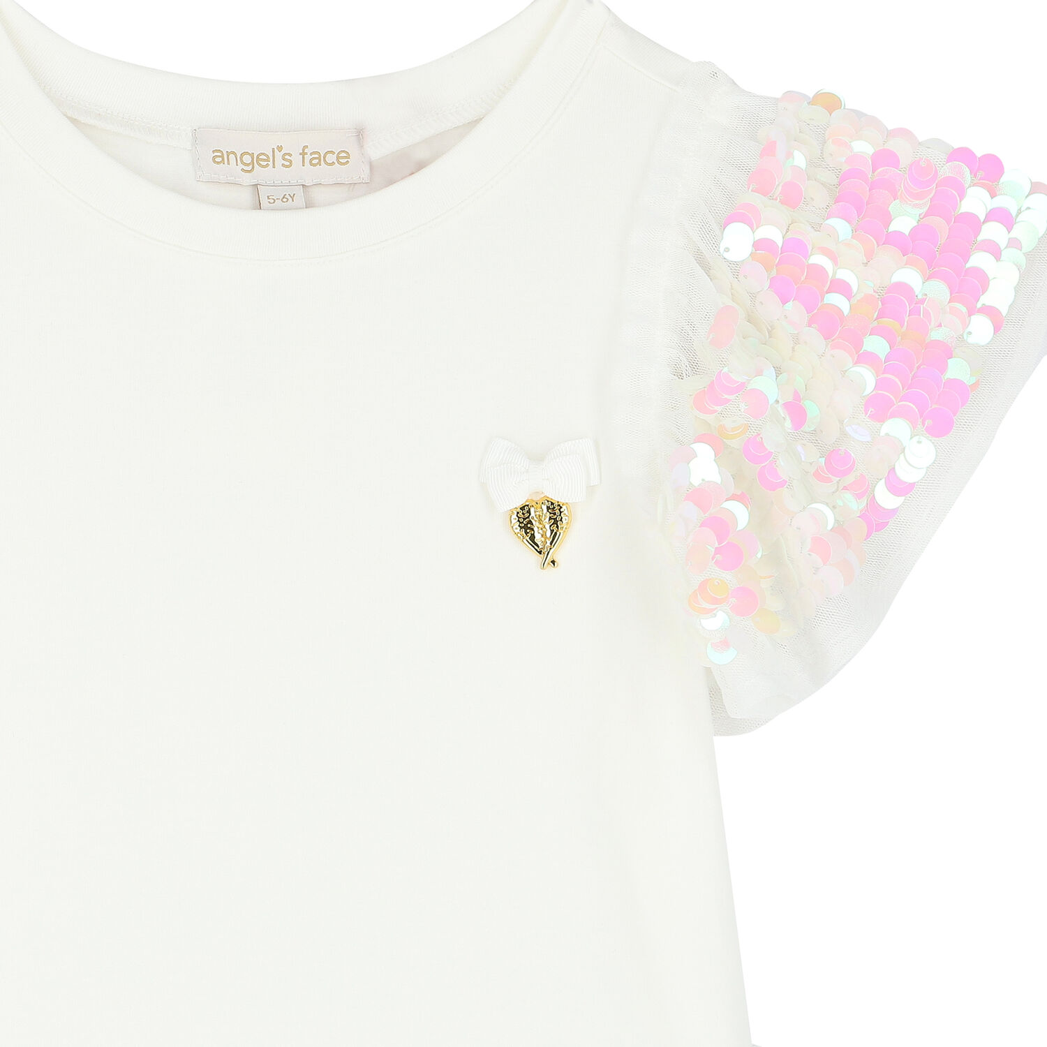 Girls White Sequin Dress, 4, hi-res