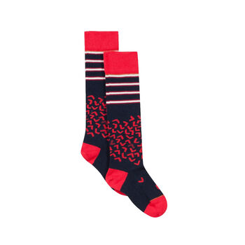 Girls Red & Navy Printed Socks