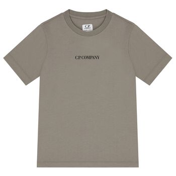 Boys Khaki Grey Logo T-Shirt 