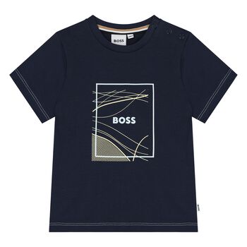 Younger Boys Navy Blue Logo T-Shirt