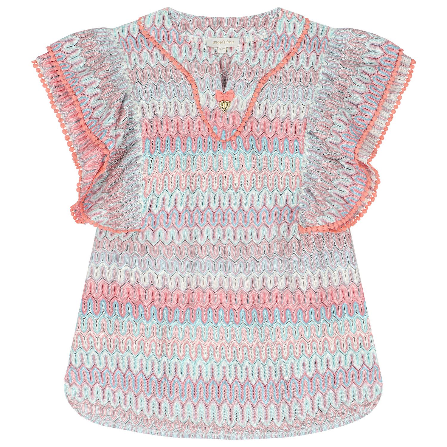 قفطان بنات كروشيه محبوك باللون الوردي والأزرق, 2, hi-res image number null