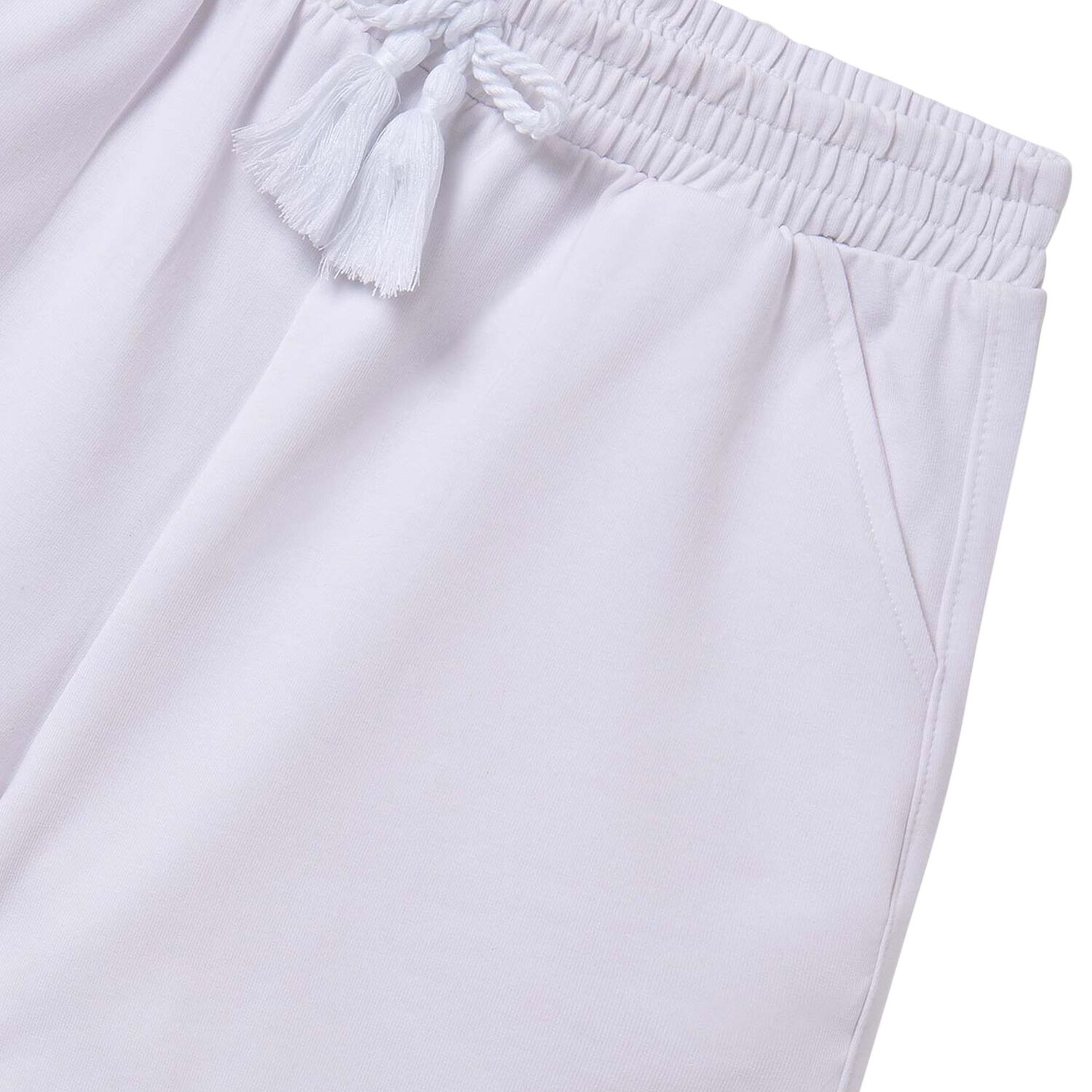 طقم شورت بنات بالشعار باللون الابيض, 1, hi-res