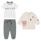 Baby Boys Grey & Beige Tracksuit Set, 1, hi-res