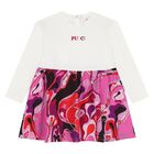 Younger Girls Pink & White Logo Orchidee Dress, 1, hi-res