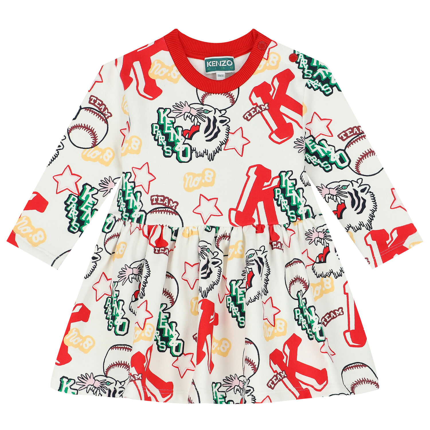 Younger Girls Ivory & Red Logo Dress Set, 1, hi-res image number null