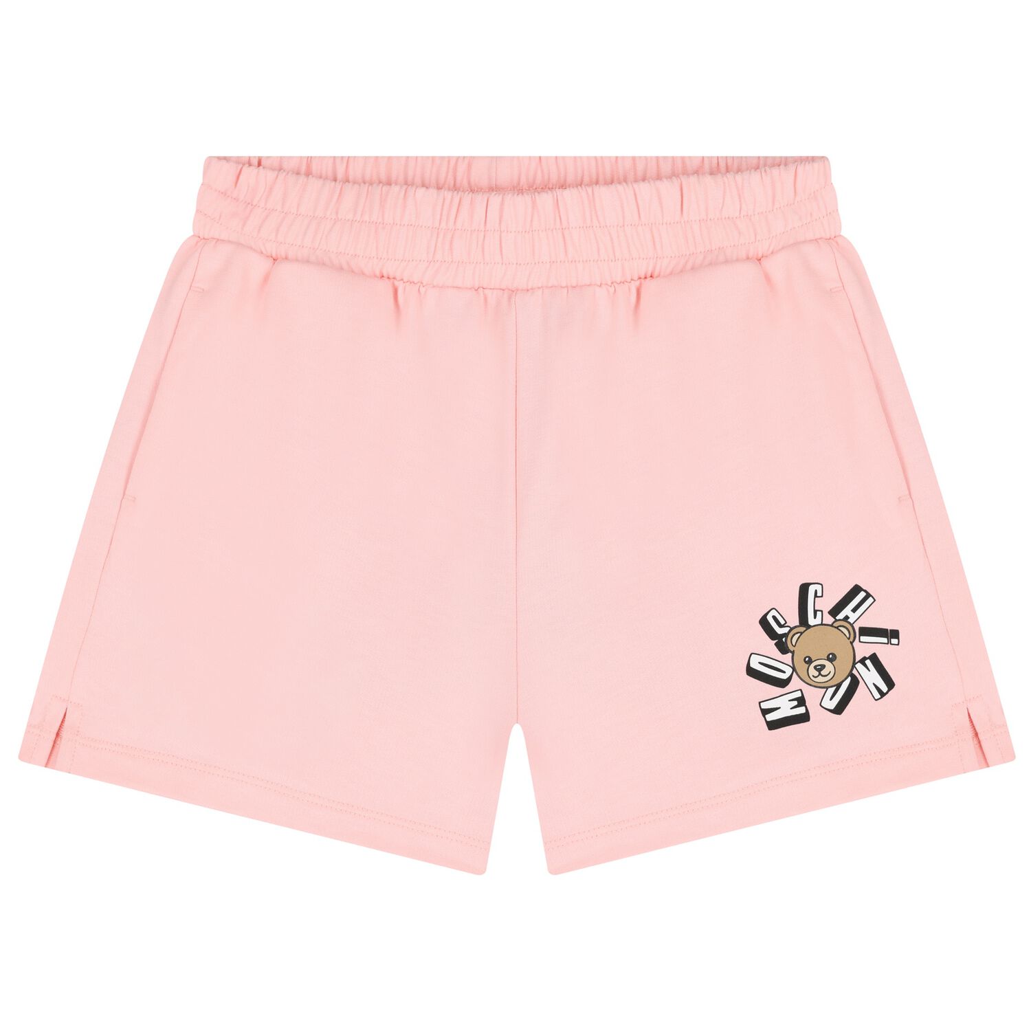 Girls Pink Teddy Bear Logo Shorts, 2, hi-res